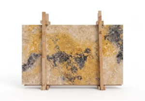 Travertine Slab - Yellow Black - Evran Natural Stone
