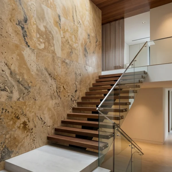 Travertine Slab - Yellow Black - Evran Natural Stone