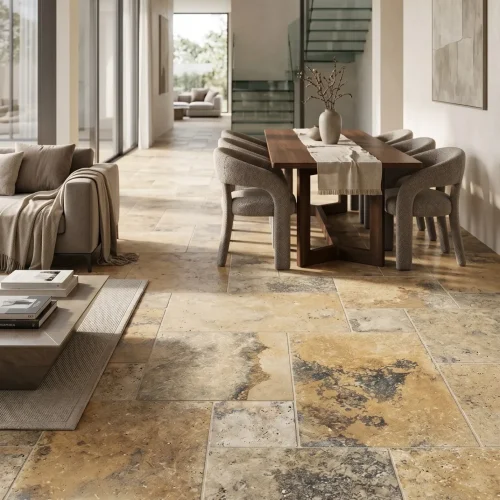Travertine Tile - Yellow Black - Evran Natural Stone