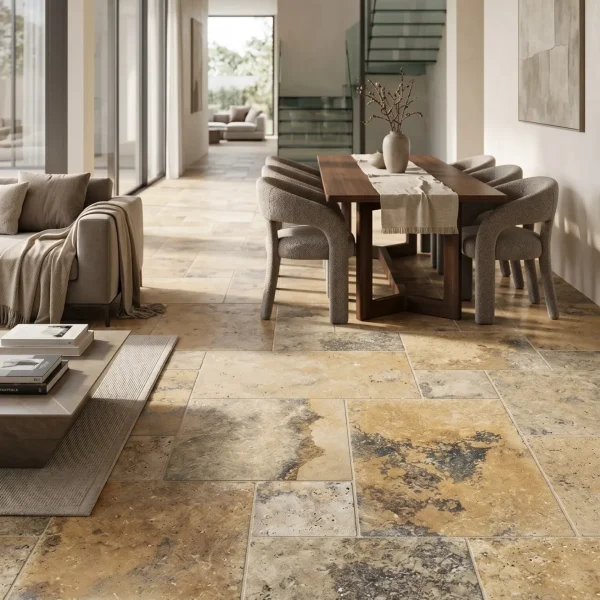 Travertine Tile - Yellow Black - Evran Natural Stone