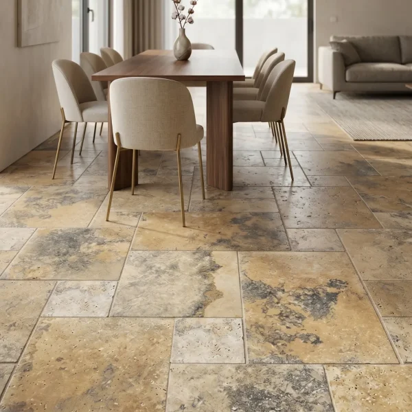 Travertine Tile - Yellow Black - Evran Natural Stone